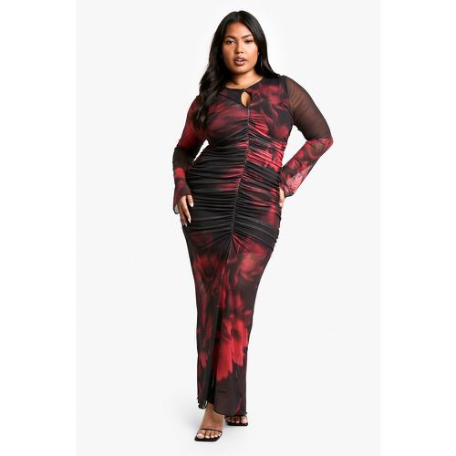 Grande Taille - Robe Mi-Longue Fleurie En Mesh - 46 - boohoo - Modalova