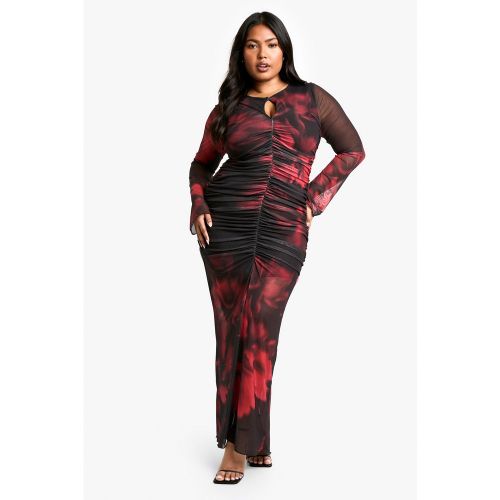 Grande Taille - Robe Mi-Longue Fleurie En Mesh - 44 - boohoo - Modalova