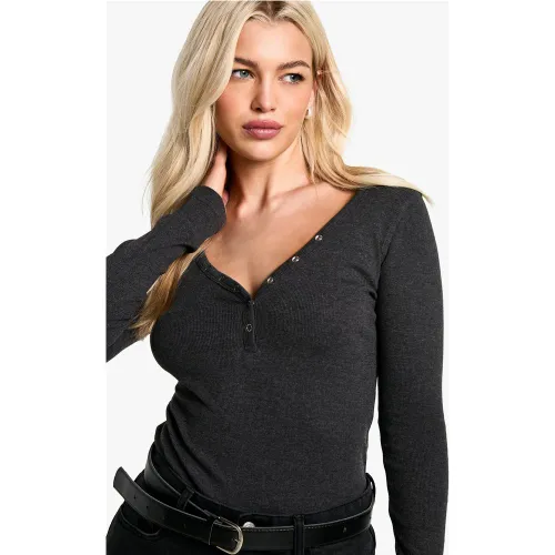Body À Boutons Pression Et Manches Longues - 36 - boohoo - Modalova