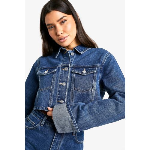 Tall" - Veste En Jean Courte À Ourlet Retroussé - 34 - boohoo - Modalova