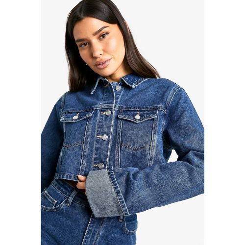 Tall" - Veste En Jean Courte À Ourlet Retroussé - 36 - boohoo - Modalova