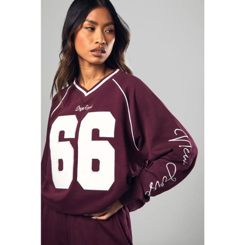 Sweat Oversize À Col V Et Slogan - S - boohoo - Modalova