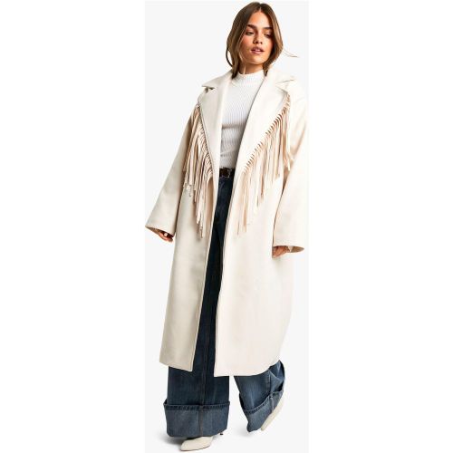 Petite" - Manteau Long Effet Laine - Blanc Écru - 36, Blanc Écru - boohoo - Modalova