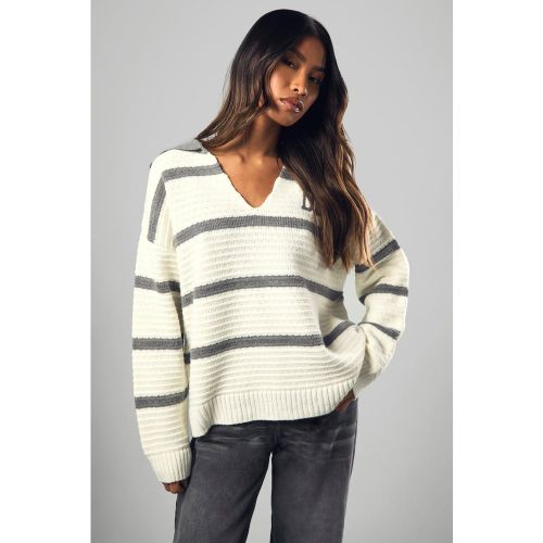 Pull Rayé À Col Polo - L - boohoo - Modalova