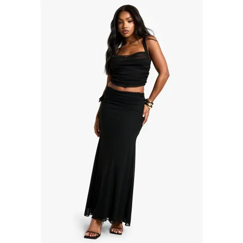 Jupe Mi-Longue Froncée En Mesh - 36 - boohoo - Modalova