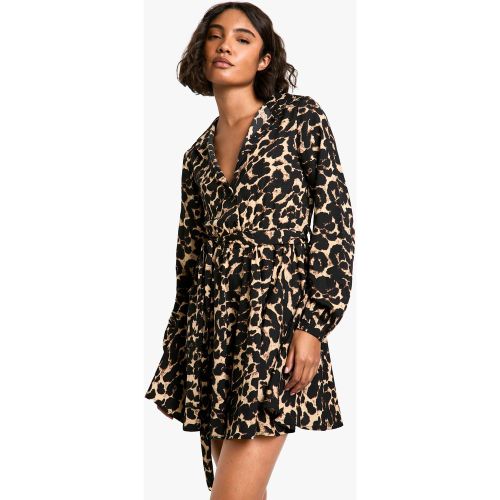 Tall" - Robe Chemise À Imprimé Léopard - 34 - boohoo - Modalova