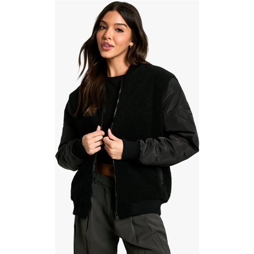 Bomber En Polaire - Noir - 40, Noir - boohoo - Modalova