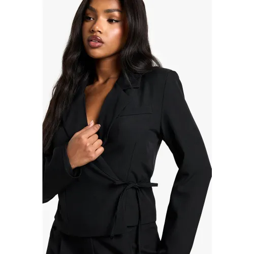 Blazer Court Croisé Tissé - 36 - boohoo - Modalova