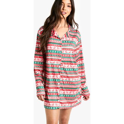 Chemise De Nuit À Rayures Et Noël - 34 - boohoo - Modalova