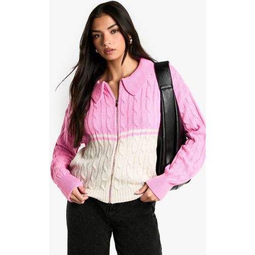 Pull Zippé En Maille Épaisse À Col Zippé - S - boohoo - Modalova
