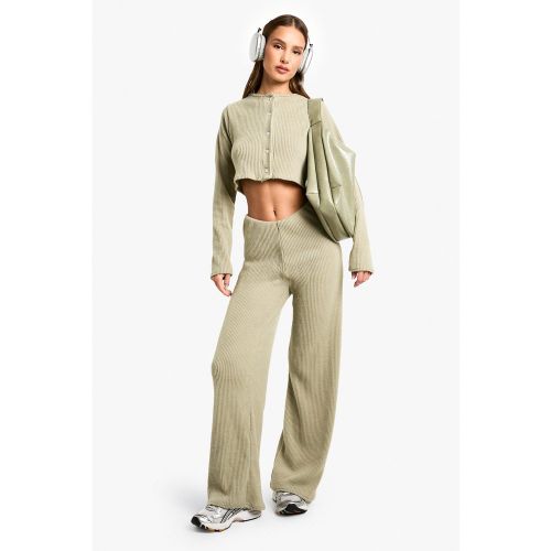 Pantalon Large Côtelé En Maille Brossée - 34 - boohoo - Modalova