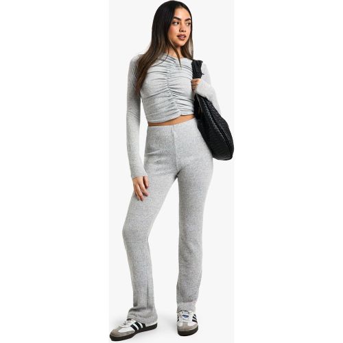 Ensemble Côtelé Avec Top Froncé Et Pantalon Flare - 34 - boohoo - Modalova