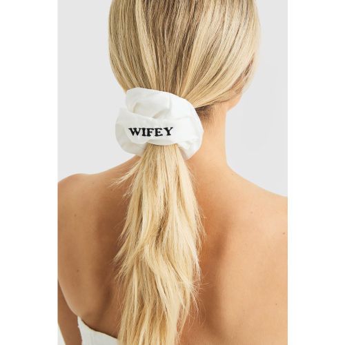 Chouchou Satiné À Broderie Wifey - One Size - boohoo - Modalova