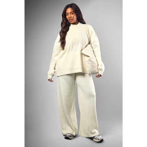 Grande Taille - Ensemble Avec Sweat À Capuche Et Pantalon Large - Blanc Écru - 44-46, Blanc Écru - boohoo - Modalova