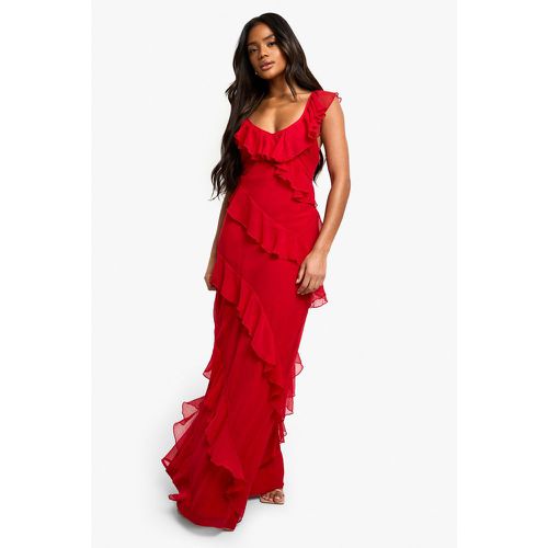 Robe Longue En Mousseline De Soie À Volants - 40 - boohoo - Modalova