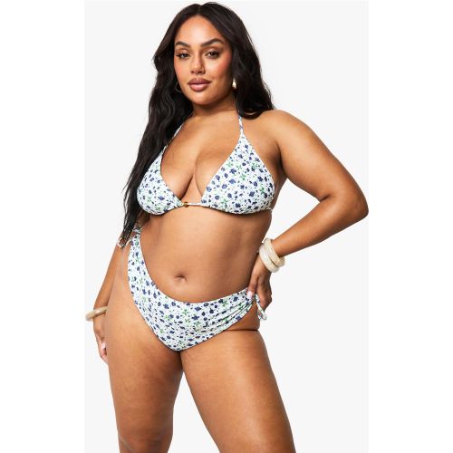 Grande Taille - Bas De Maillot Asymétrique Fleuri À Perles - 44 - boohoo - Modalova