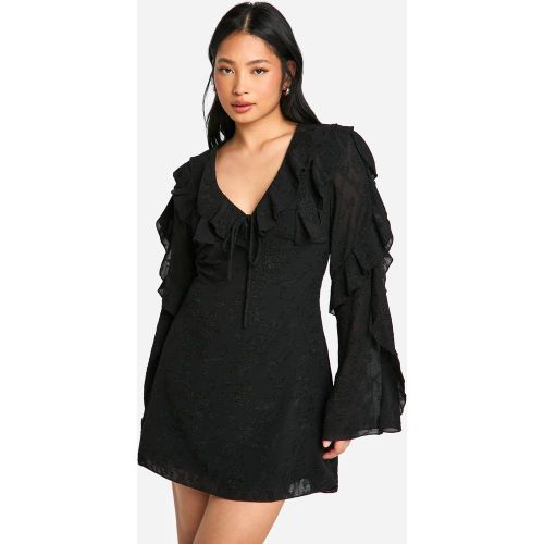 Petite" - Robe Droite Fleurie À Volants - 34 - boohoo - Modalova