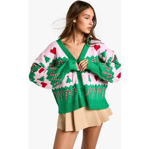 Cardigan De Noël À Motif Jacquard - M - boohoo - Modalova