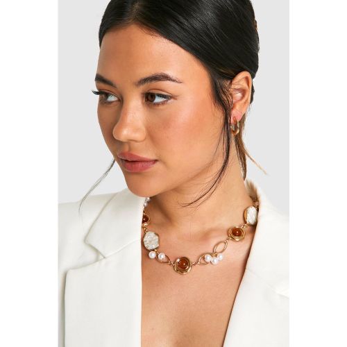 Collier À Perle Et Pierre Fantaisie - One Size - boohoo - Modalova