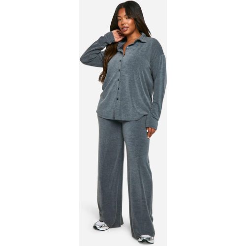 Grande Taille - Ensemble Côtelé Avec Top Et Pantalon Large - 46 - boohoo - Modalova