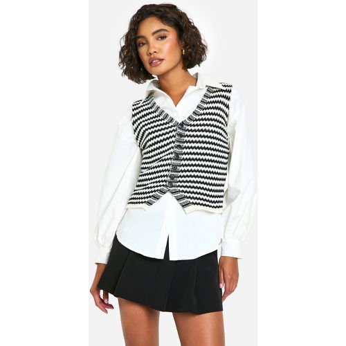 Tall" Mono Stripe Knitted Waistcoat - 38 - boohoo - Modalova