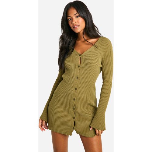 Tall" - Robe Courte Boutonnée En Maille Côtelée - 36 - boohoo - Modalova