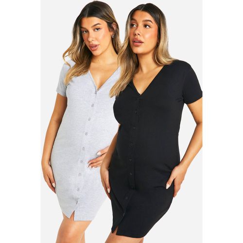 Maternity 2 Pack Button Front Nightie - 42 - boohoo - Modalova