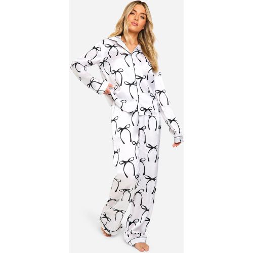 Ensemble De Pyjama Satiné À Imprimé Nœud - 34 - boohoo - Modalova