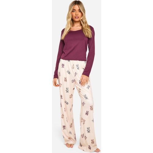 Ensemble De Pyjama Côtelé À Imprimé Ours - 38 - boohoo - Modalova