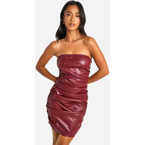 Petite" - Robe Bustier Froncée Enduite - 32 - boohoo - Modalova
