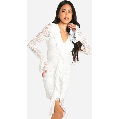 Robe Courte En Dentelle À Manches Évasées - 40 - boohoo - Modalova