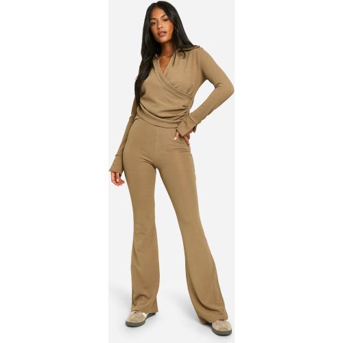 Tall" - Ensemble Avec Top Cache-Cœur Texturé Et Pantalon Flare - 36 - boohoo - Modalova