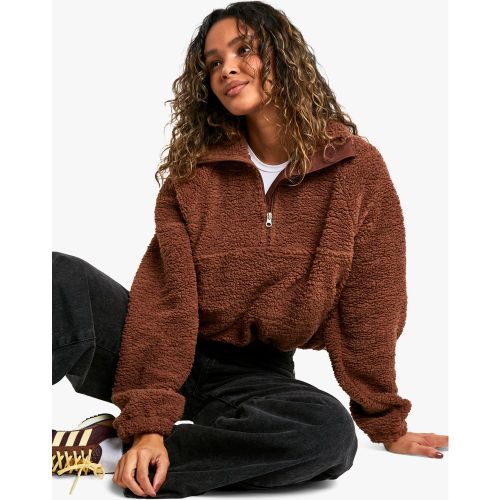 Sweat Oversize En Polaire À Col Zippé - Xs - boohoo - Modalova