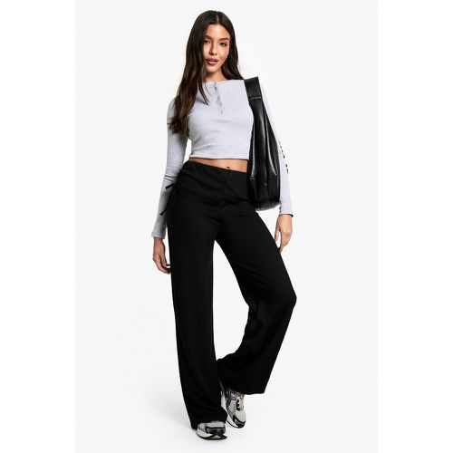 Ribbed Ruched Side Wide Leg Trouser - 44 - boohoo - Modalova