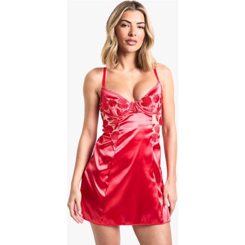 Chemise Satinée À Empiècements En Mesh - S - boohoo - Modalova