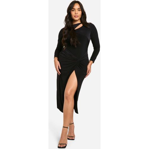 Grande Taille - Robe Mi-Longue Moulante À Nœud - 44 - boohoo - Modalova