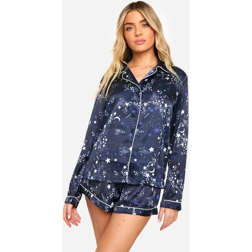 Ensemble De Pyjama Satiné À Imprimé Étoiles - 36 - boohoo - Modalova