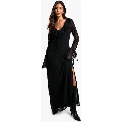 Robe Longue Texturée À Manches Évasées Et Imprimé Cachemire - 40 - boohoo - Modalova