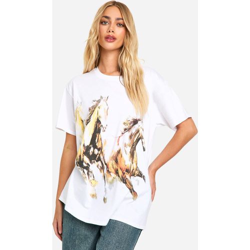 T-Shirt Oversize À Imprimé Cheval - L - boohoo - Modalova