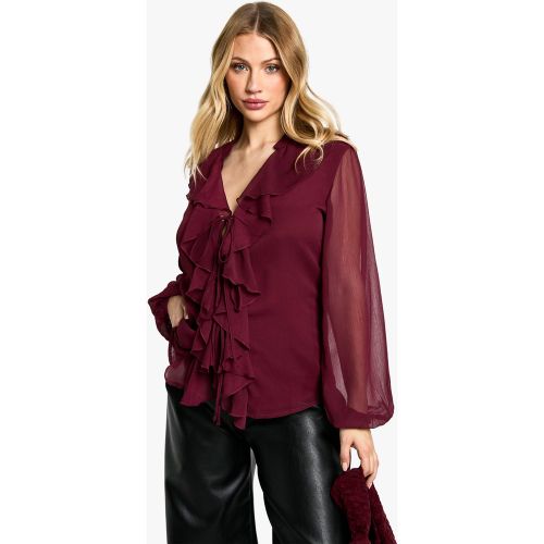 Maternité - Blouse De Grossesse Longue À Volants - 36 - boohoo - Modalova