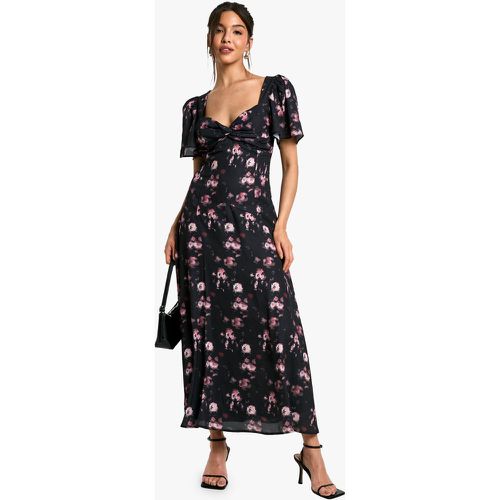 Robe Mi-Longue Fleurie À Manches Larges - 42 - boohoo - Modalova