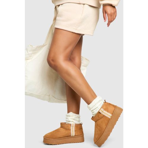 Bottines Confort À Broderies Et Plateforme - 36 - boohoo - Modalova