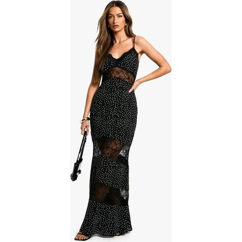 Robe Longue En Dentelle À Pois - 36 - boohoo - Modalova