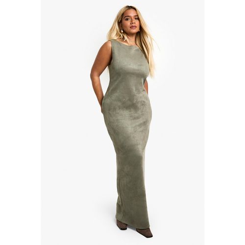 Grande Taille - Robe Longue En Faux Daim À Col Bateau - 46 - boohoo - Modalova