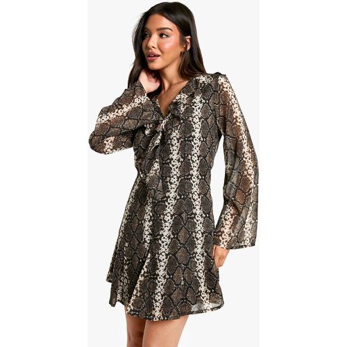 Robe Droite À Volants Et Imprimé Serpent - 40 - boohoo - Modalova