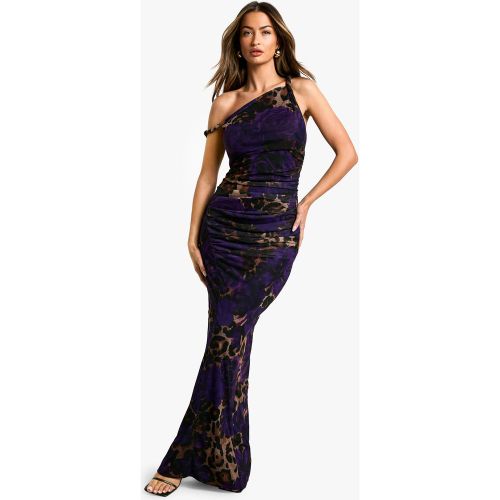 Robe Asymétrique Longue Fleurie En Mesh - 40 - boohoo - Modalova
