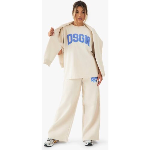 Jogging Droit À Slogan - Blanc Écru - S, Blanc Écru - boohoo - Modalova