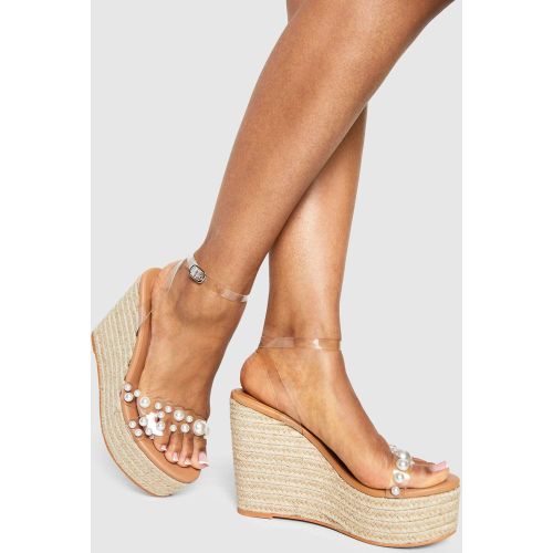 Sandales Compensées Transparentes À Perle - 36 - boohoo - Modalova