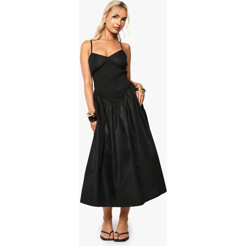 Robe Mi-Longue Froncée À Bretelles - 36 - boohoo - Modalova