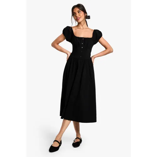 Robe Mi-Longue À Manches Bouffantes - 36 - boohoo - Modalova
